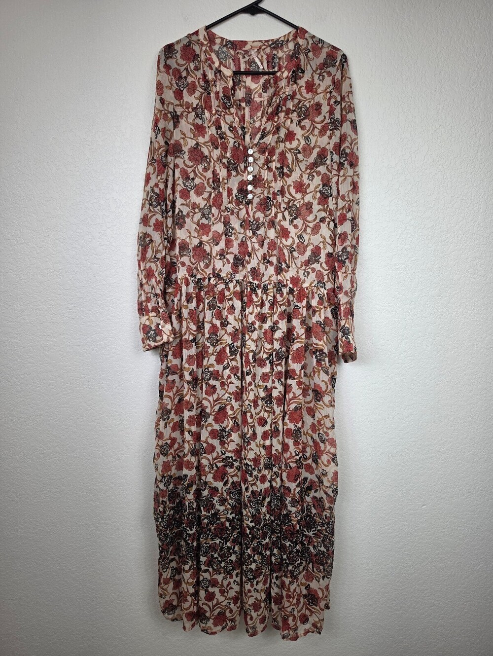 Free People Floral Paisley Sheer Boho Print Dress